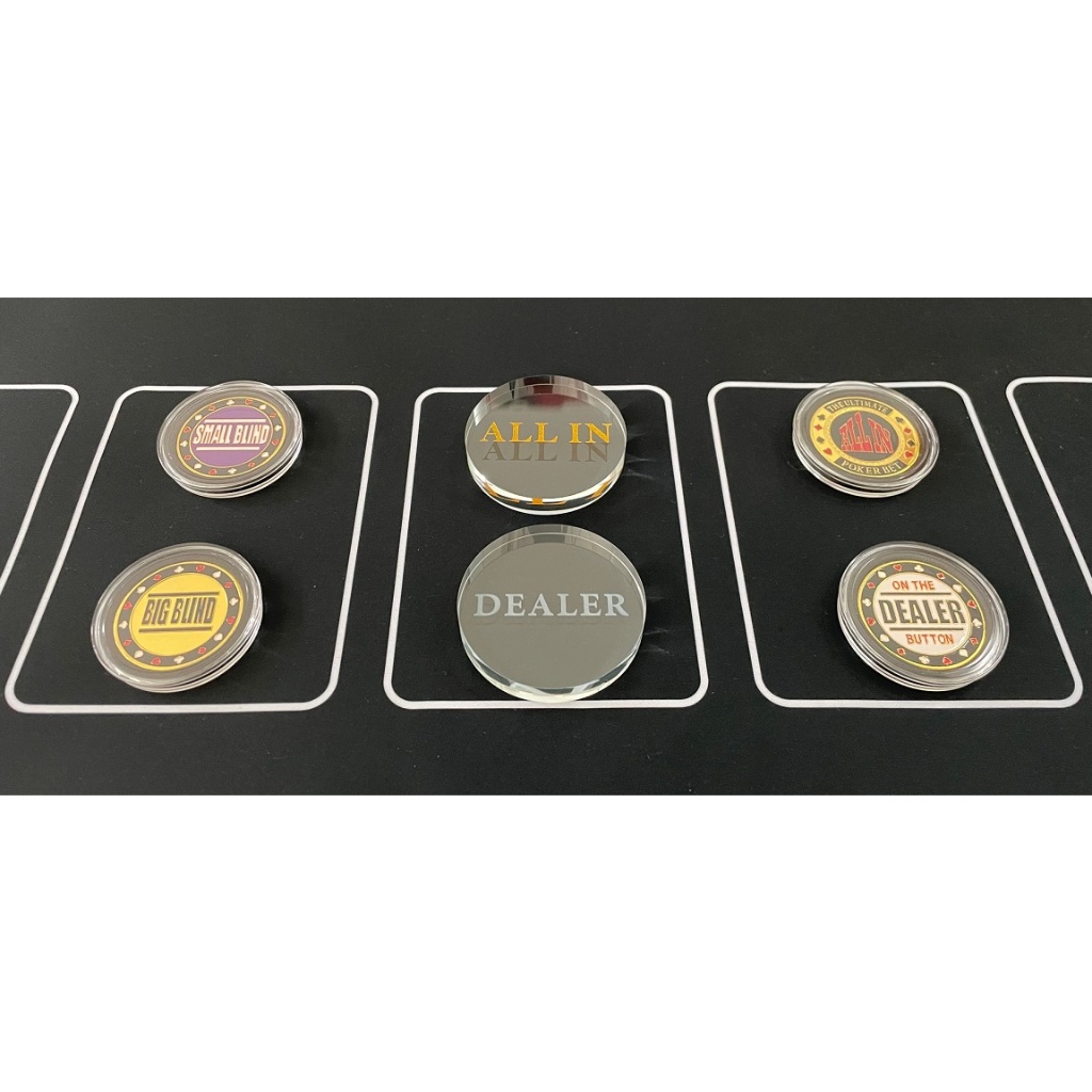 Jetons Poker Set De Métal - Dealer Button, Big Blind, Small Blind - Étui De Protection - Texas Hold'em Jetons Poker Métal