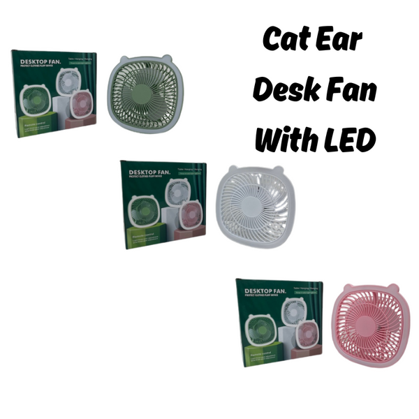 Cat Ear Desk Fan With LED