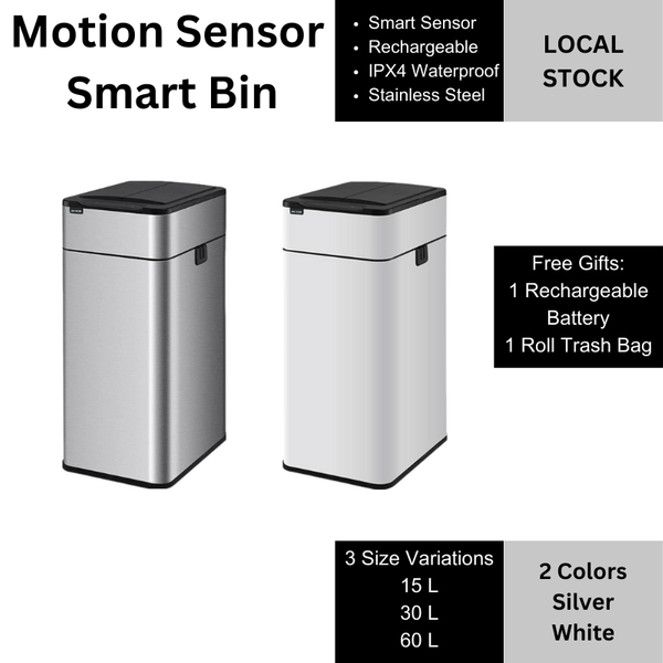 Smart Motion Sensor Stainless Steel Bin 15/30/60L