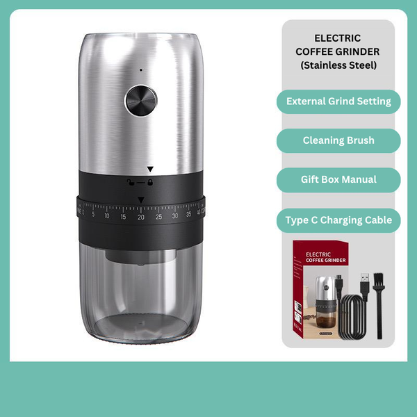 Electric Portable Coffee Grinder USB Rechargeable Adjustable Grind Setting ABS/Stainless Steel