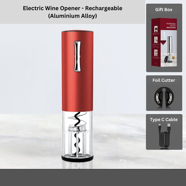 Portable Electric Wine Bottle Opener Rechargeable + Foil Cutter