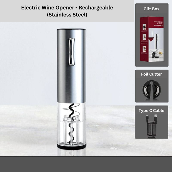 Portable Electric Wine Bottle Opener Rechargeable + Foil Cutter