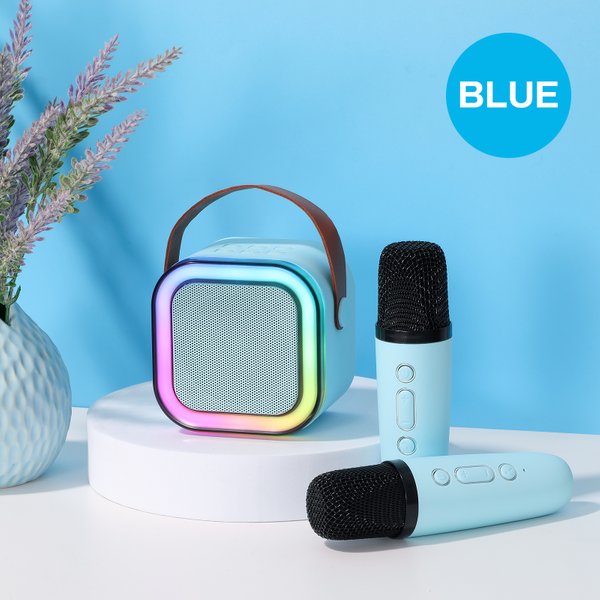 Portable Bluetooth Wireless Mini Karaoke Speaker with Dual Microphone and RGB Light K12