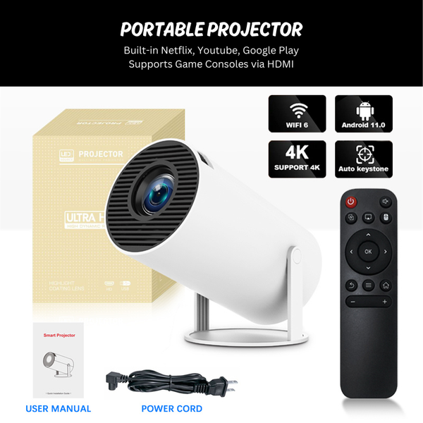 Portable Projector Android 11.0 HD4K 720P (supports game consoles)