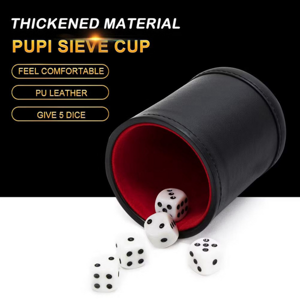 PU Leather Dice Cup 5 White Dices Party Bar Club KTV Entertainment Drinking Game Supplies
