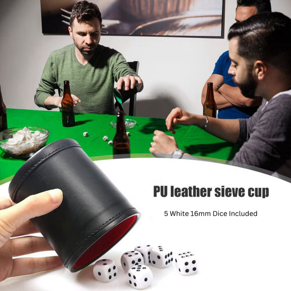 PU Leather Dice Cup 5 White Dices Party Bar Club KTV Entertainment Drinking Game Supplies