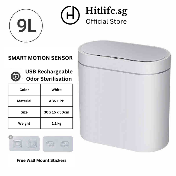Smart Bin Motion Sensor 9L Odor Sterilisation Rechargeable Dustbin Rubbish Bin Waste Bin Automatic