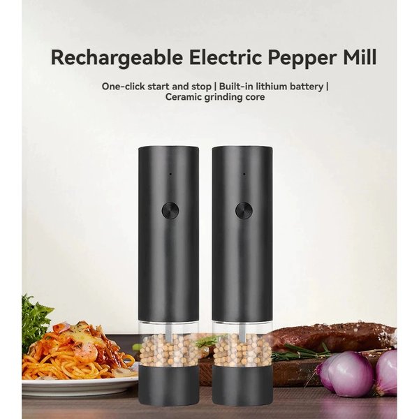 Rechargeable Automatic Salt & Pepper Grinder with LED Indicator
