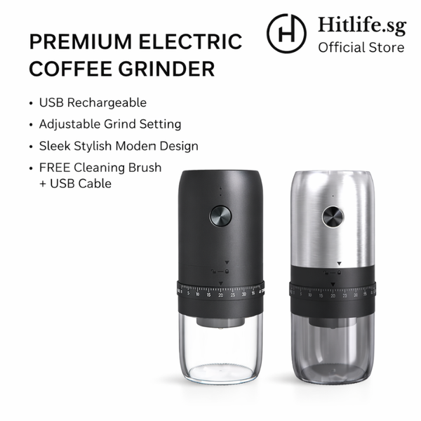Premium USB Rechargeable Electric Portable ABS/Stainless Steel Coffee Bean Grinder – Adjustable Burr Grind Setting