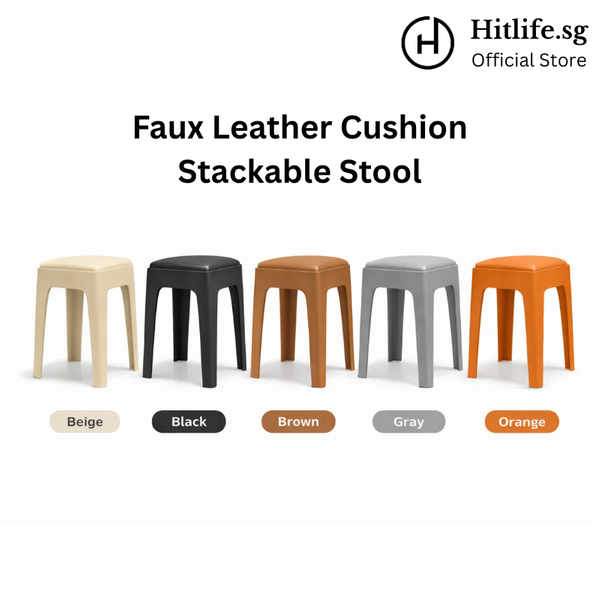 Premium Stackable Stool with PU Leather Cushion | Modern Home & Office Stool Chair