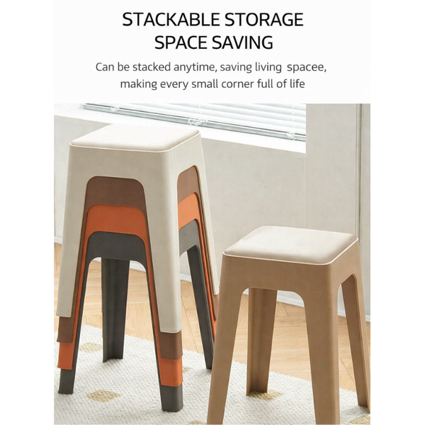 Premium Stackable Stool with PU Leather Cushion | Modern Home & Office Stool Chair