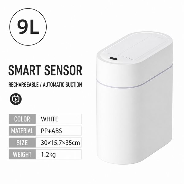 Smart Bin Motion Sensor 9L Odor Sterilisation Rechargeable Dustbin Rubbish Bin Waste Bin Automatic