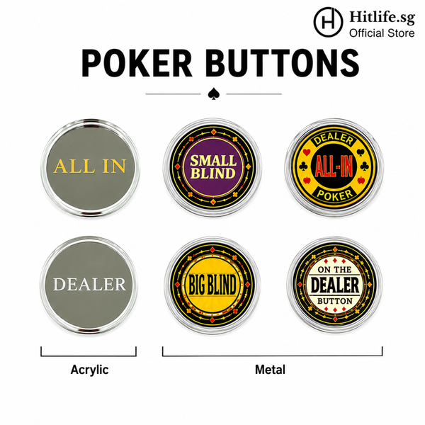 Poker Chips Accessories Dealer Button Small Big Blind Set All In (Metal/Acrylic)