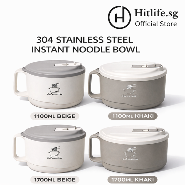 Instant Noodles/Ramen Bowl Lunch Box – Double-Wall 304 Stainless Steel with Lid