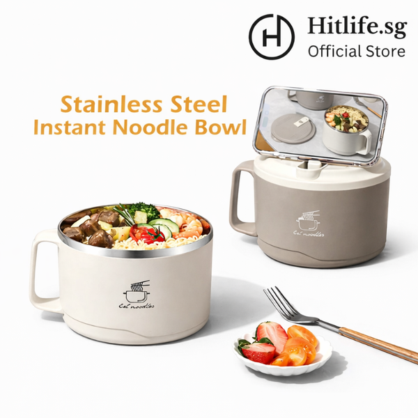 Instant Noodles/Ramen Bowl Lunch Box – Double-Wall 304 Stainless Steel with Lid