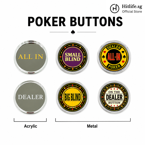 Poker Chips Accessories Dealer Button Small Big Blind Set All In (Metal/Acrylic)