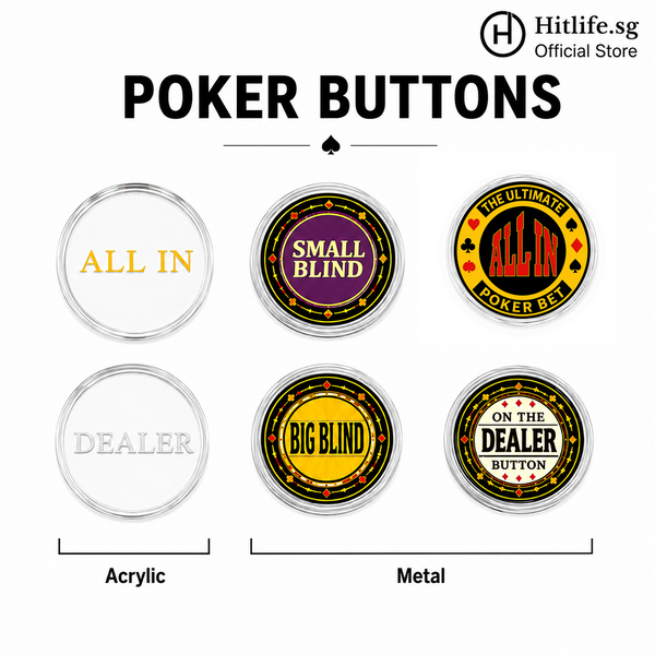 Poker Chips Accessories Dealer Button Small Big Blind Set All In (Metal/Acrylic)