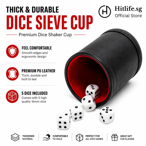 PU Leather Dice Cup 5 White Dices Party Bar Club KTV Entertainment Drinking Game Supplies