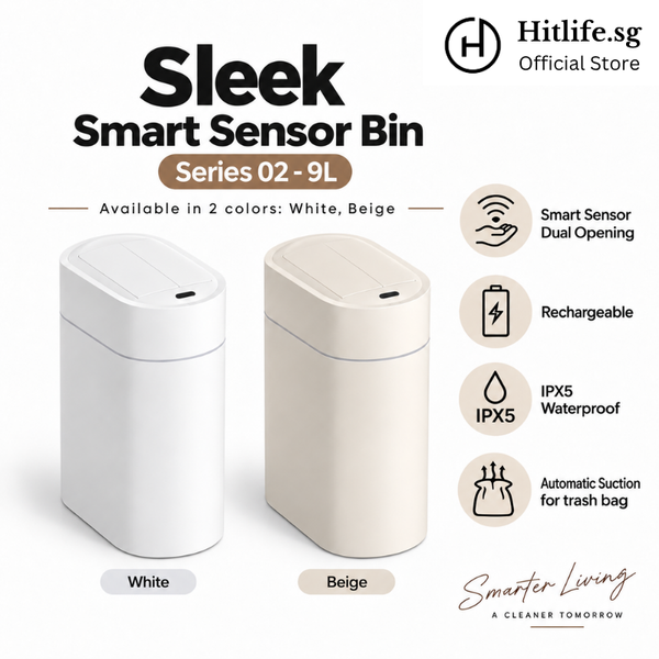 Sleek Smart Bin Motion Sensor Series 2 - 9L Odor Sterilisation Rechargeable Dustbin Rubbish Bin Waste Bin Automatic