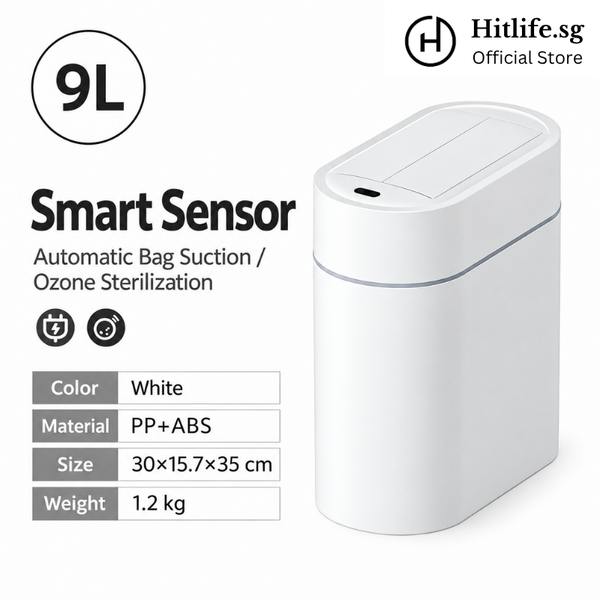 Sleek Smart Bin Motion Sensor Series 2 - 9L Odor Sterilisation Rechargeable Dustbin Rubbish Bin Waste Bin Automatic